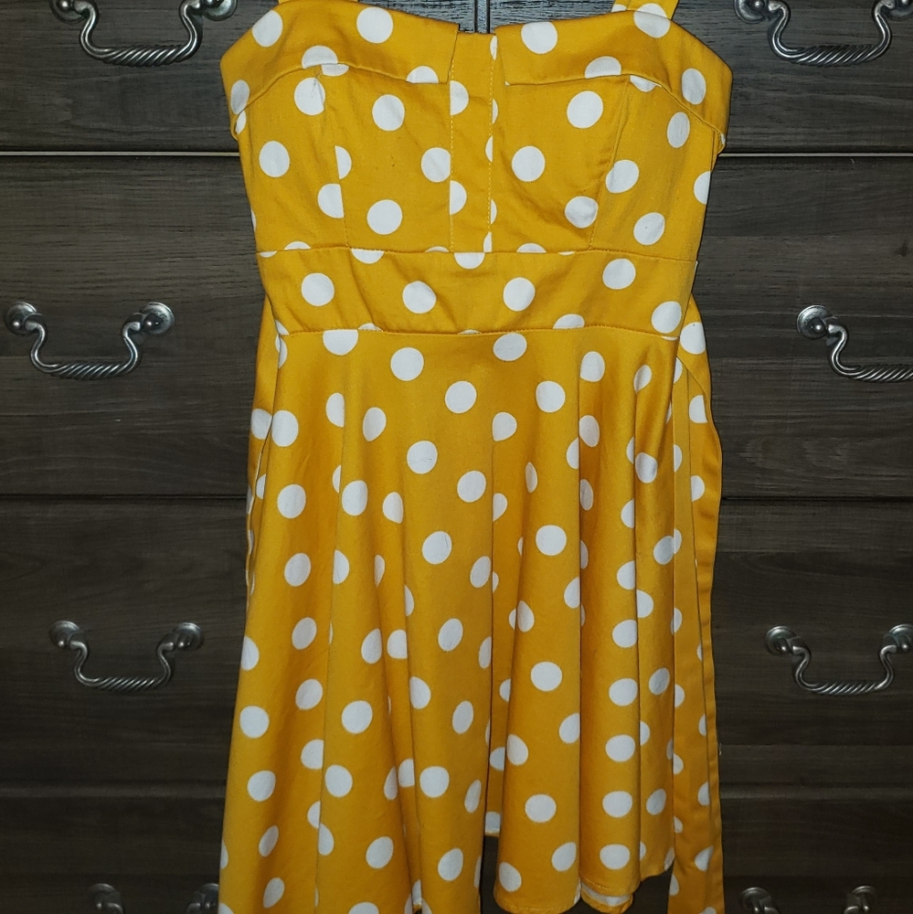Ixia Yellow Polka Dot Skater Dress